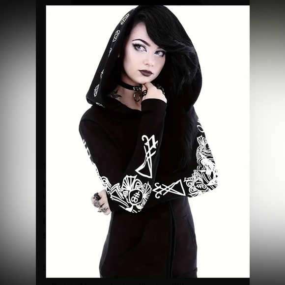 NWOT Mystical Baphomet Print Black Gothic Jacket - Picture 4 of 15